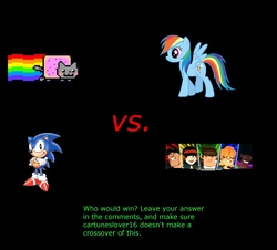 Size: 2310x2091 | Tagged: safe, rainbow dash, pegasus, pony, g4, cartuneslover16, crossover, female, male, mare, meta, nyan cat, race, sonic the hedgehog, sonic the hedgehog (series), vs