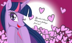 Size: 900x540 | Tagged: safe, artist:mini-deus, twilight sparkle, g4, blushing, heart, looking at you, open mouth, pretty princess, smiling, wink