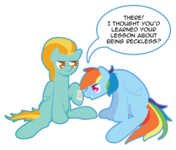 Size: 3011x2575 | Tagged: dead source, safe, artist:robynne, lightning dust, rainbow dash, pegasus, pony, g4, wonderbolts academy, bandaid, dialogue, female, heart eyes, lesbian, ship:rainbowdust, shipping, simple background, speech bubble, transparent background, wingding eyes