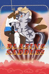 Size: 733x1090 | Tagged: safe, artist:lachlantemplar, chief thunderhooves, zebra, g4, blazing saddles, parody