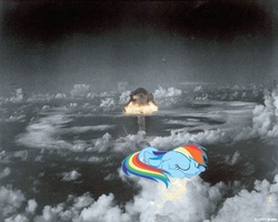 Size: 999x800 | Tagged: safe, rainbow dash, g4, cloud, mushroom cloud, on a cloud, photo, sleepydash