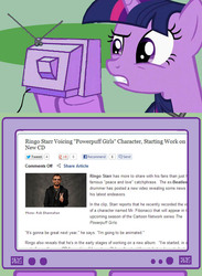 Size: 563x771 | Tagged: safe, twilight sparkle, human, pony, g4, exploitable meme, irl, meme, photo, ringo starr, the powerpuff girls, tv meme