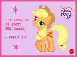 Size: 645x477 | Tagged: safe, applejack, pinkie pie, earth pony, pony, g4, all kinds of wrong, female, mare, mattel, quote, seems legit, smiling, solo, troll quote, trolling