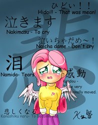 Size: 790x1004 | Tagged: safe, artist:kei-waza, fluttershy, human, g4, clothes, female, humanized, japanese, skirt, solo, sweater, sweatershy, winged humanization