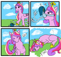 Size: 900x840 | Tagged: safe, artist:heartman98, princess cadance, alicorn, azelf, pony, g4, cadancepred, comic, eaten alive, female, fetish, genuine-azelf, imminent vore, mare, vore