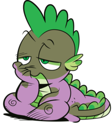 Size: 3341x3693 | Tagged: safe, artist:andypriceart, artist:joemasterpencil, idw, spike, dragon, pony, g4, the return of queen chrysalis, bored, male, simple background, sitting, solo, spike is not amused, transparent background, unamused, vector