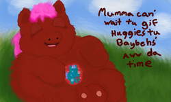 Size: 854x512 | Tagged: safe, artist:mr tiggly the wiggly walnut, fluffy pony, dam, fluffy pony foal, in utero, pregnant