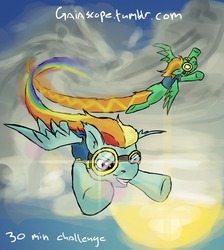 Size: 1240x1384 | Tagged: safe, artist:gaiascope, lightning dust, rainbow dash, pegasus, pony, g4, 30 minute art challenge, friendshipping, wonderbolt trainee uniform