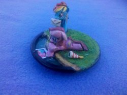 Size: 900x672 | Tagged: safe, artist:vulpinedesigns, pinkie pie, rainbow dash, g4, customized toy, diorama, female, irl, lesbian, photo, sculpture, ship:pinkiedash, shipping