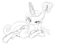 Size: 1300x1000 | Tagged: safe, artist:zev, princess cadance, pony, g4, grayscale, mistletoe, monochrome