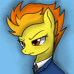 Size: 750x750 | Tagged: safe, artist:jovalic, spitfire, pegasus, pony, g4, bust, clothes, solo, uniform, wonderbolts dress uniform