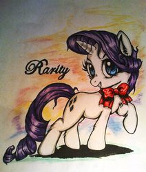 Size: 1466x1729 | Tagged: safe, artist:tomek2289, rarity, pony, g4, bow, chest fluff, solo, traditional art