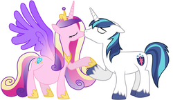 Size: 1565x905 | Tagged: safe, princess cadance, shining armor, alicorn, pony, unicorn, g4, duo, female, kiss on the lips, kissing, male, mare, pregnant, pregnant edit, simple background, stallion, white background