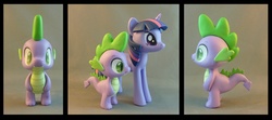 Size: 902x400 | Tagged: safe, artist:krowzivitch, spike, twilight sparkle, pony, g4, customized toy, irl, photo, sculpture