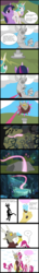 Size: 750x5250 | Tagged: safe, artist:philith, discord, pinkie pie, princess celestia, twilight sparkle, g4, too many pinkie pies, bad end, cave, cave pool, chocolate milk, chocolate milk rain, clone, comic, discord gets all the mares, female, fun fun fun, good end, male, mirror pool, pinkamena diane pie, pinkie clone, ship:discopie, shipping, straight
