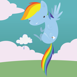 Size: 1000x1000 | Tagged: safe, artist:professor-ponyarity, rainbow dash, g4, beady eyes, cloud, flying, in air, rain, solo, spread wings, wings