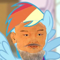 Size: 519x518 | Tagged: safe, edit, rainbow dash, g4, 1000 hours in ms paint, genghis khan, ms paint, wat