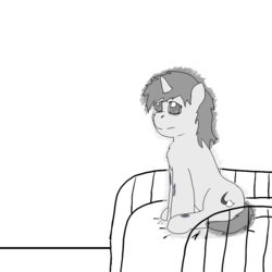 Size: 1000x1000 | Tagged: safe, artist:mutagen, oc, oc only, pony, unicorn, bed, sitting, solo