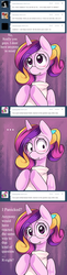 Size: 580x2378 | Tagged: safe, artist:ende26, princess cadance, ask high school cadance, g4, ask, blushing, glasses, scrunchy face, tumblr