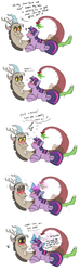 Size: 800x2700 | Tagged: safe, artist:miss-lizzifer, discord, twilight sparkle, g4, blushing, comic, female, imminent kissing, male, mistletoe, ship:discolight, shipping, straight