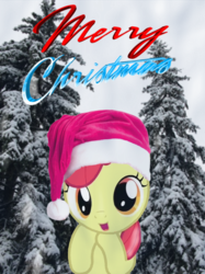 Size: 900x1201 | Tagged: safe, artist:kuren247, apple bloom, g4, christmas, christmas tree, cute, holiday, snow, tree