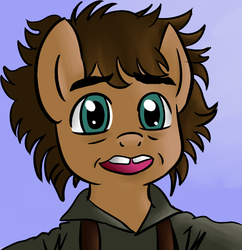 Size: 862x889 | Tagged: safe, artist:megasweet, artist:rustydooks, semi-anthro, crossover, frodo, lord of the rings, ponified, solo