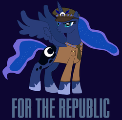Size: 900x884 | Tagged: safe, princess luna, pony, g4, clothes, crossover, fallout, fallout: new vegas, female, general oliver, hat, new california republic, new canterlot republic, new lunar republic, simple background, solo