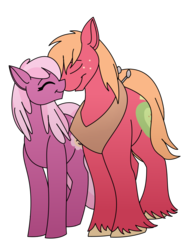 Size: 832x1088 | Tagged: safe, artist:100yearslater, big macintosh, cheerilee, earth pony, pony, g4, male, nuzzling, ship:cheerimac, shipping, simple background, stallion, straight, transparent background