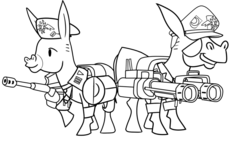 Size: 900x522 | Tagged: safe, donkey, black and white, boomers, crossover, fallout, fallout: new vegas, grayscale, monochrome, simple background