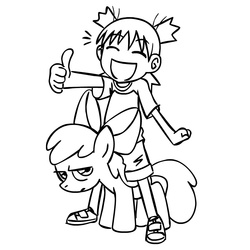 Size: 945x945 | Tagged: safe, artist:megasweet, apple bloom, g4, crossover, koiwai yotsuba, monochrome, yotsuba