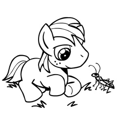 Size: 945x945 | Tagged: safe, artist:megasweet, big macintosh, earth pony, insect, pony, g4, colt, grasshopper, male, stallion, younger