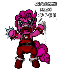 Size: 1460x1800 | Tagged: safe, artist:darkone10, pinkie pie, g4, atop the fourth wall, crossover, snowflame, snowflame feels no pain!