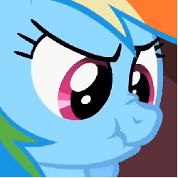 Size: 412x412 | Tagged: safe, rainbow dash, pegasus, pony, g4, sweet and elite, animated, female, pouting, scrunchy face, vibrating