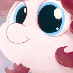 Size: 500x500 | Tagged: safe, artist:telemiscommunications, pinkie pie, earth pony, pony, g4, animated, bubble berry, bubbleberry answers, close-up, facial hair, female, goatee, reaction image, solo, vibrating