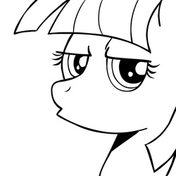 Size: 945x945 | Tagged: safe, artist:megasweet, twilight sparkle, g4, bust, lineart, monochrome, portrait, simple background, solo, white background