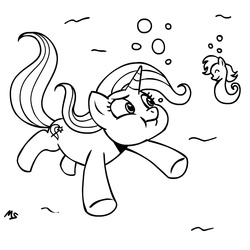Size: 945x945 | Tagged: safe, artist:megasweet, trixie, sea pony, g4, swimming, underwater