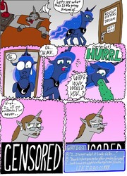 Size: 721x1000 | Tagged: safe, artist:wolfman-al, princess luna, oc, g4, comic, dialogue, dream walker luna, rough sketch, vomit