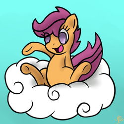 Size: 512x512 | Tagged: safe, artist:sirdoodlesalot, scootaloo, g4, cloud, cute, cutealoo