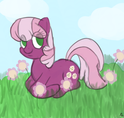 Size: 900x859 | Tagged: safe, cheerilee, earth pony, pony, g4, drawing, female, flower, looking at you, mare, solo