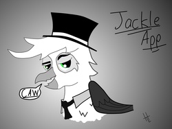 Size: 2048x1536 | Tagged: safe, artist:chillzmaster, oc, oc only, oc:jackleapp, griffon, caw, griffonsona, lidded eyes, limited palette, looking at you, musician, open mouth, raised eyebrow, smirk, solo