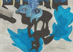 Size: 529x375 | Tagged: safe, artist:derpsonhooves, nightmare moon, princess luna, g4, duality, pillar, shadow