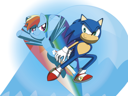 Size: 900x679 | Tagged: safe, rainbow dash, hedgehog, g4, crossover, male, sonic the hedgehog, sonic the hedgehog (series)