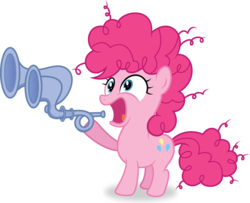 Size: 8286x6729 | Tagged: safe, artist:agamnentzar, artist:tim015, pinkie pie, earth pony, pony, g4, absurd resolution, female, filly, flugelhorn, gasp, open mouth, simple background, solo, transparent background, vector