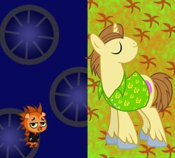 Size: 2389x2149 | Tagged: safe, artist:abigail m., donut joe, g4, crossover, littlest pet shop, russell ferguson