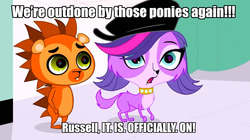 Size: 1280x717 | Tagged: safe, barely pony related, caption, image macro, it is on, littlest pet shop, meme, russell ferguson, zoe trent