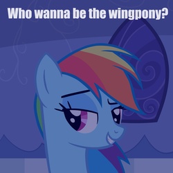 Size: 3000x3000 | Tagged: safe, edit, edited screencap, screencap, rainbow dash, pony, g4, bedroom eyes, bust, caption, female, mare, solo