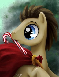 Size: 612x792 | Tagged: safe, artist:paintedhoofprints, doctor whooves, time turner, g4, candy cane, christmas