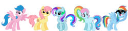 Size: 900x218 | Tagged: safe, artist:kaiilu, firefly, patch (g1), rainbow dash, rainbow dash (g3), earth pony, pegasus, pony, g1, g3, g4, my little pony tales, g1 to g4, g3 to g4, generation leap, simple background, sunglasses, transparent background