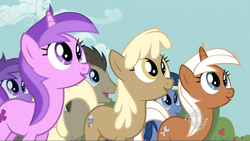 Size: 640x361 | Tagged: safe, screencap, bottlecap (g4), doctor whooves, mjölna, silver spanner, time turner, earth pony, pony, g4, the super speedy cider squeezy 6000, background pony, background pony audience