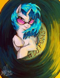 Size: 786x1017 | Tagged: dead source, safe, artist:hae-hyun, dj pon-3, vinyl scratch, record, solo, surreal